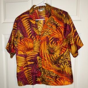 Women’s Vintage Notations Button Up Animal Print Shirt Sz 10